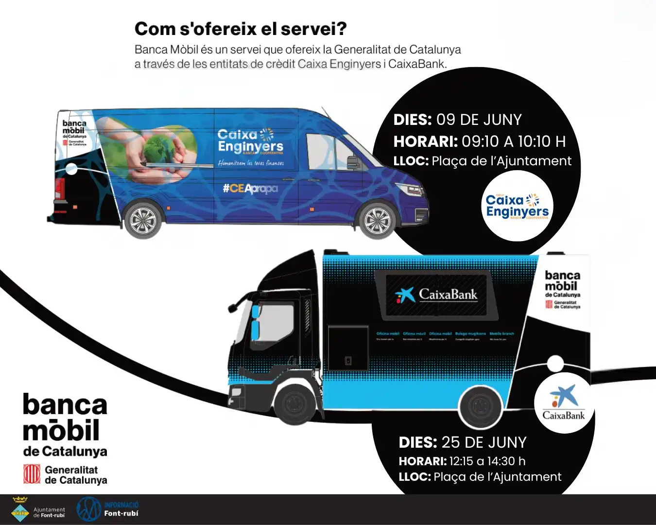 Image from ℹINF. Ajuntament De Font-rubí: 🚐 *Banca Mòbil del juny a Font-rubí*   📌 La Banca Mòbil de Catalunya...
