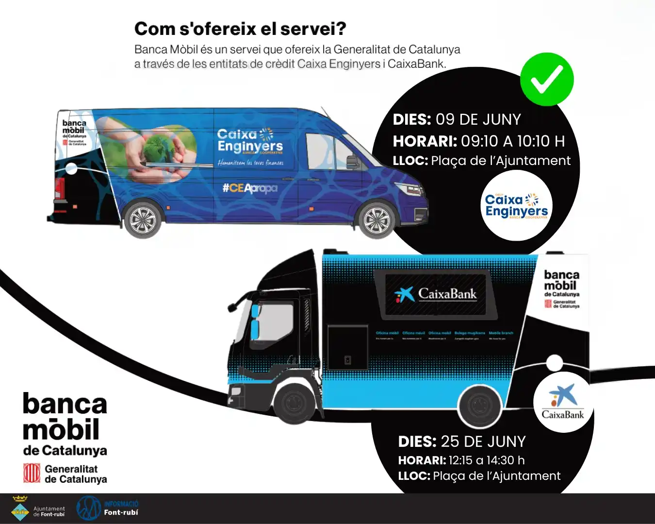 Image from ℹINF. Ajuntament De Font-rubí: 🚐 *Banca Mòbil del juny a Font-rubí*   📌 La Banca Mòbil de Catalunya...