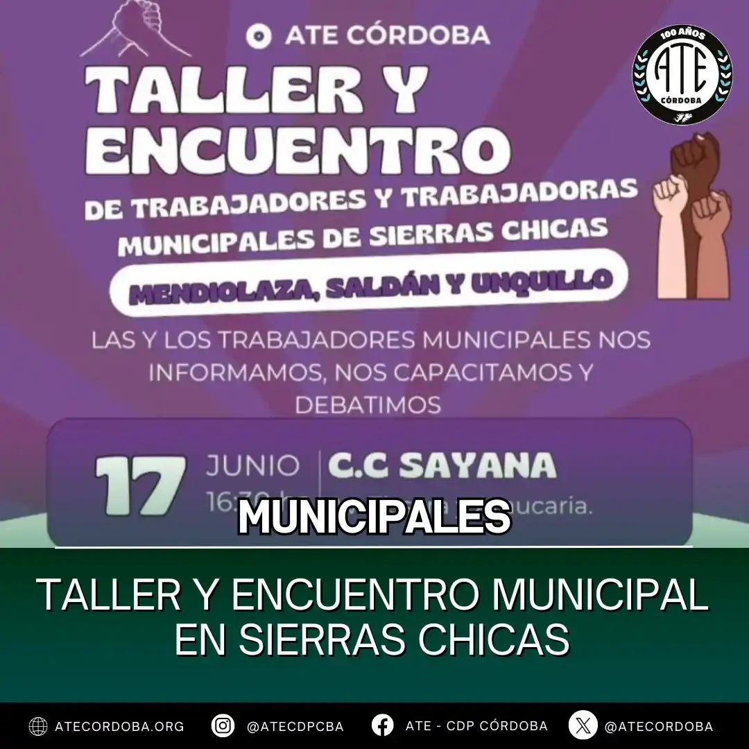 Image from ATE CÓRDOBA OFICIAL: 📚 **¡Capacitación, organización y lucha en Sierras Chicas!** Este mi...