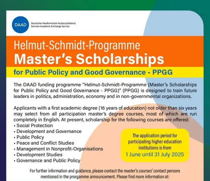 Image from World Scholarship Opportunities: DAAD Helmut Schmidt Scholarship 2025/26 in Germany (Fully Funded) ...