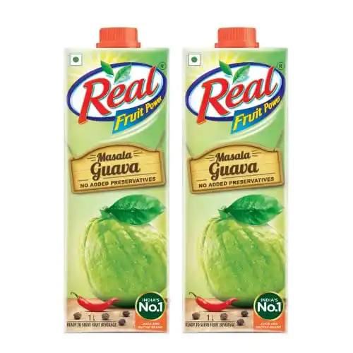 Image from CouponClip {Deals & Offers}: DABUR Real Masala Guava Fruit Juice-1L (Pack Of 2)|No Added Preservati...
