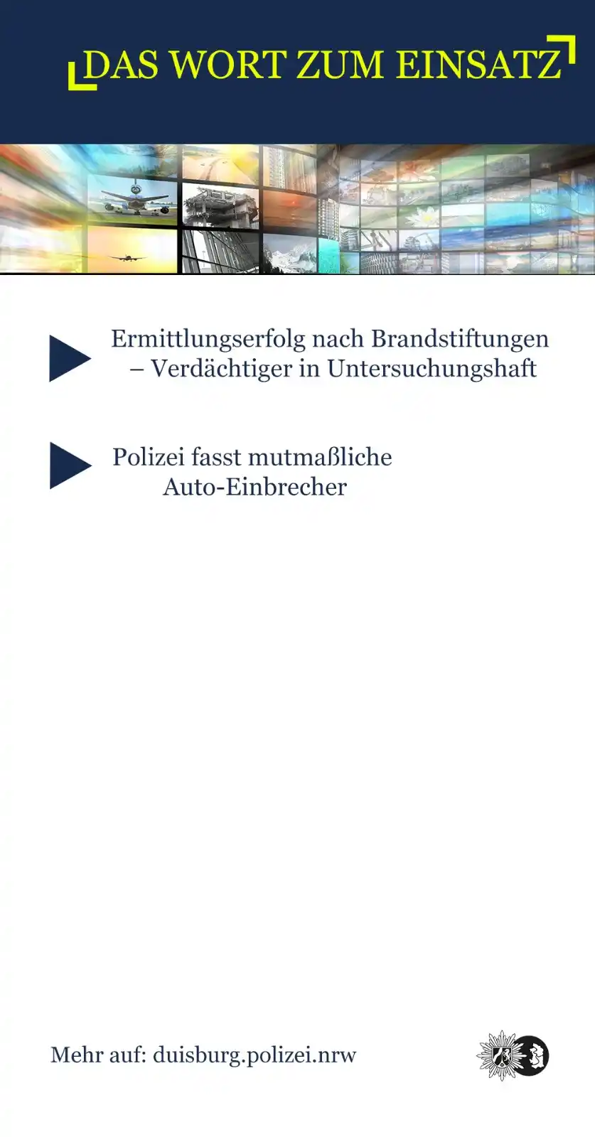 Image from Polizei NRW Duisburg : *📢 Das Wort zum Einsatz – unsere Pressemeldungen* Unter dem Titel *„...