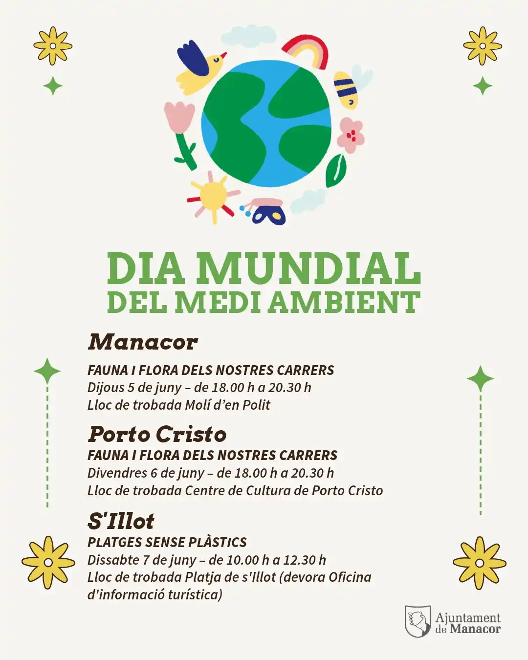 Image from Ajuntament de Manacor : 🌍 *Dia Mundial del Medi Ambient a Manacor!* T’agradaria descobrir la ...