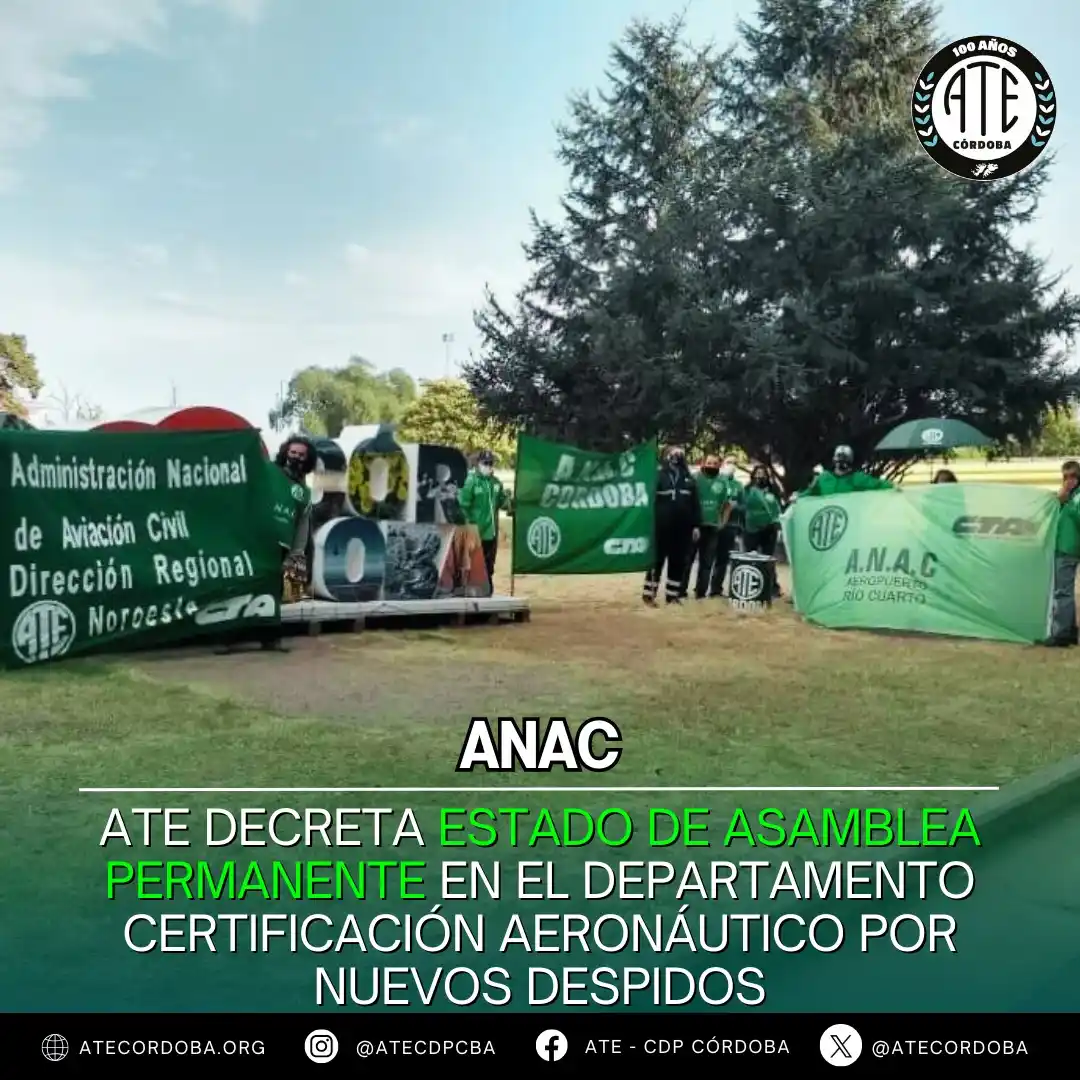 Image from ATE CÓRDOBA OFICIAL: 🛑 *¡EN ALERTA Y ASAMBLEA PERMANENTE!* Desde el Consejo Directivo Pro...