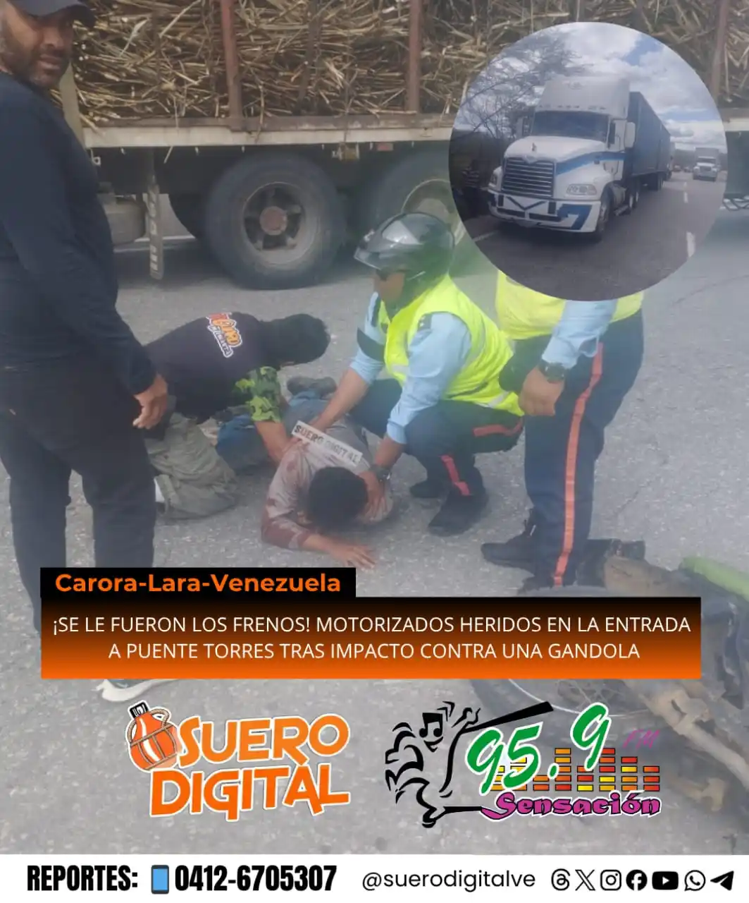 Image from Suero Digital: 👁️🗨️◌⑅⃝📢 ENTERATE *¡SE LE FUERON LOS FRENOS! MOTORIZADOS HERIDOS...