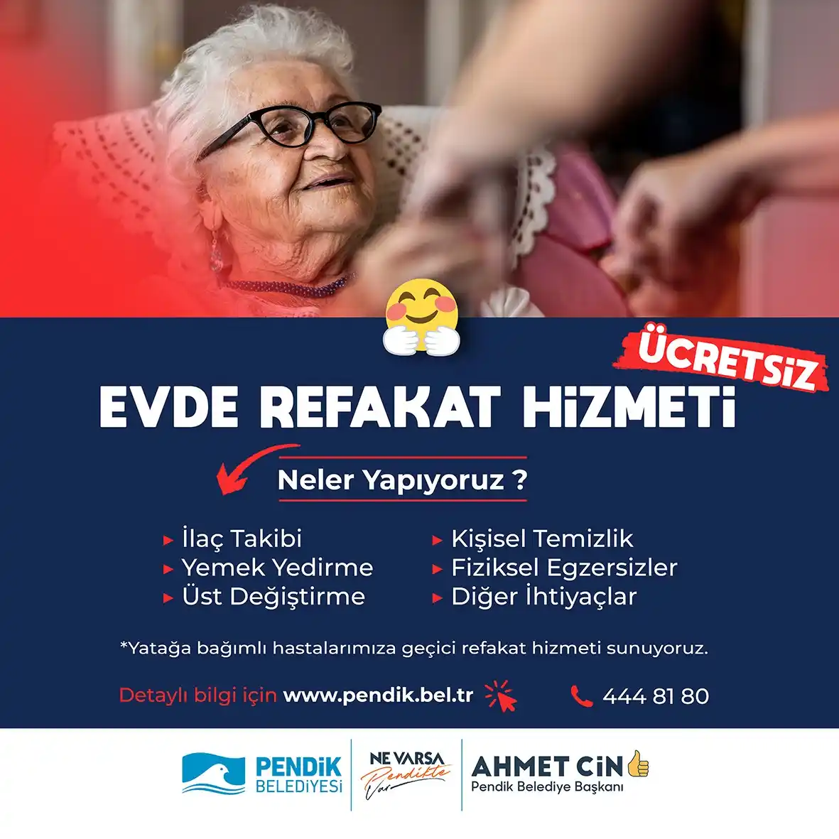 Image from Pendik Belediyesi: 🏠 Evde Refakat Hizmeti   ℹ️ Neler Yapıyoruz❓ 🔹 İlaç Takibi 🔹 Yemek ...
