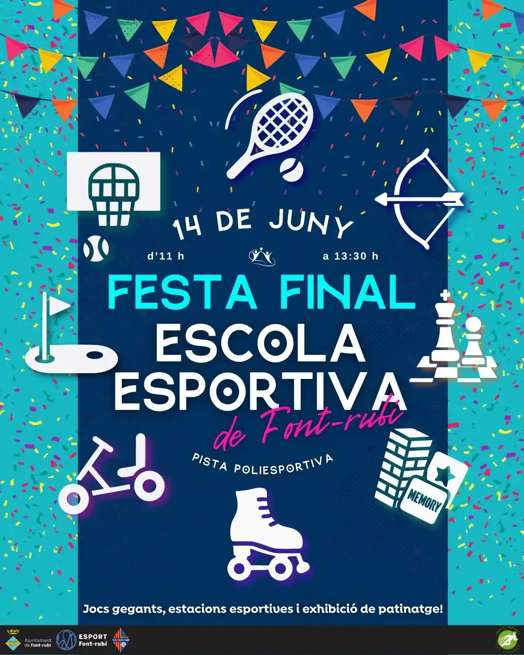 Image from ℹINF. Ajuntament De Font-rubí: 🎉 *Festa final de l’Escola Esportiva de Font-rubí!*  🗓️ Dissabte *14...