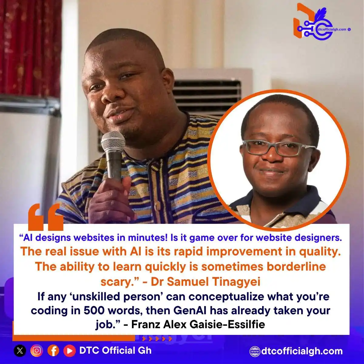 Image from DTC Official Gh: *Is It Game Over for Web Designers?* AI now designs websites in minut...