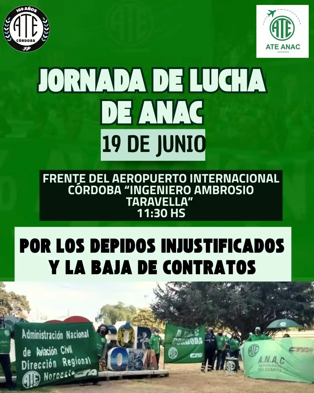 Image from ATE CÓRDOBA OFICIAL: ✈️ ¡Jornada de Lucha en Defensa de los Puestos de Trabajo en ANAC! 📢...