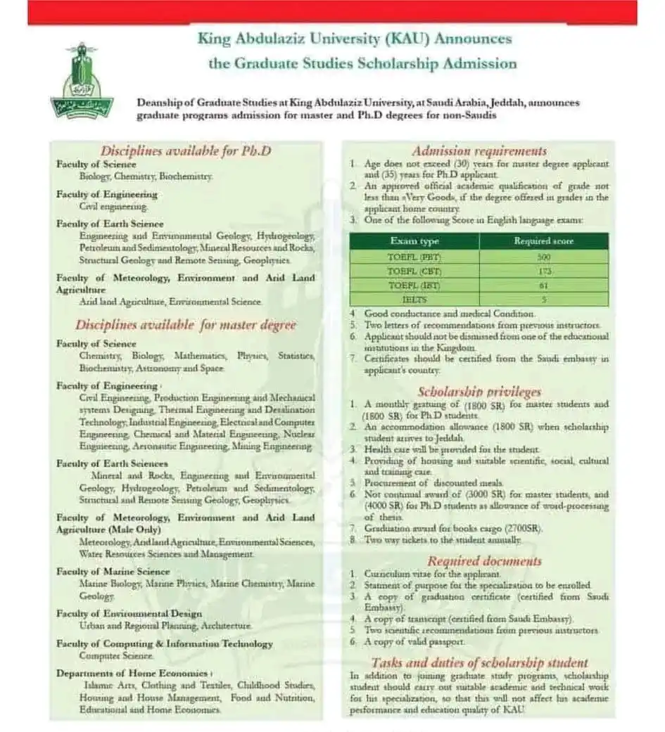 Image from World Scholarship Opportunities: King Abdulaziz University Scholarship 2025 | Study in Saudi Arabia Wit...