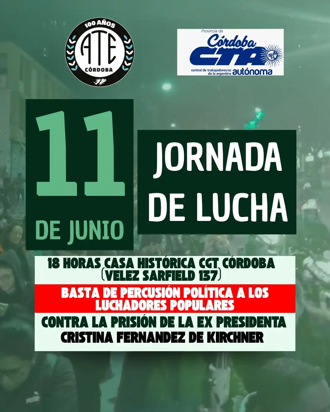 Image from ATE CÓRDOBA OFICIAL: 📢 La democracia está en peligro y no podemos quedarnos callados y cal...