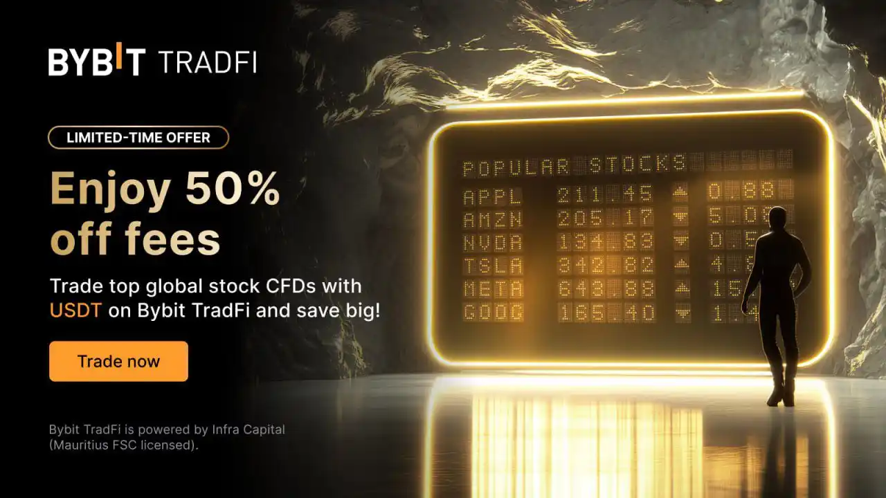 Image from Bybit Announcements: ⚡️[Limited-Time Offer] CFD Stock Trading: Enjoy 50% off Fees  📈 Trade...