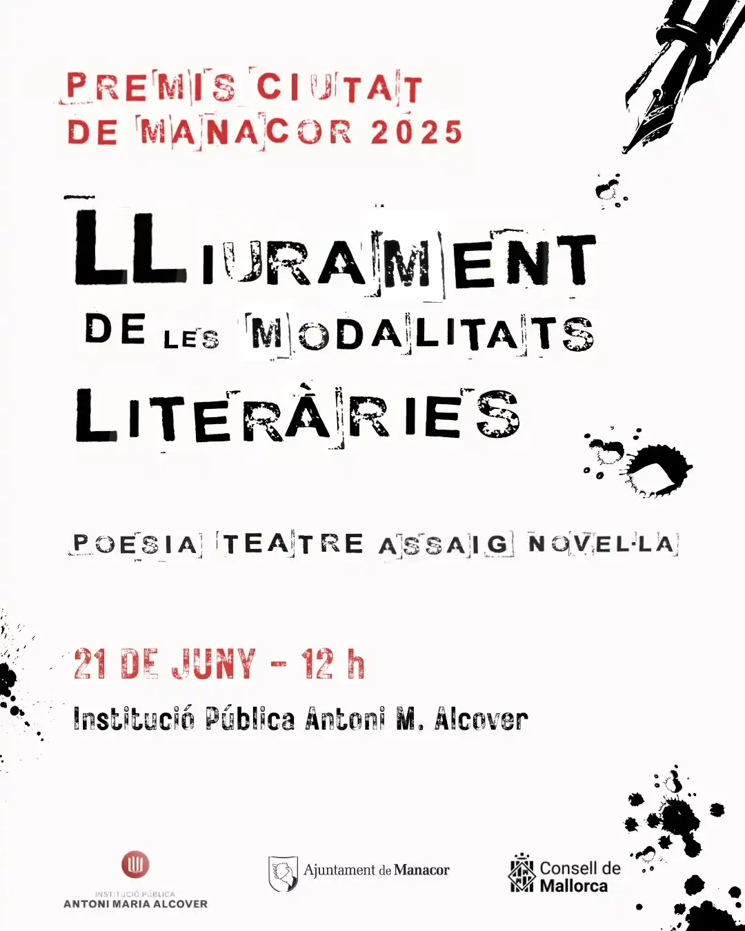 Image from Ajuntament de Manacor : Lliurament dels Premis Ciutat de Manacor 2025 – Modalitats Literàries ...