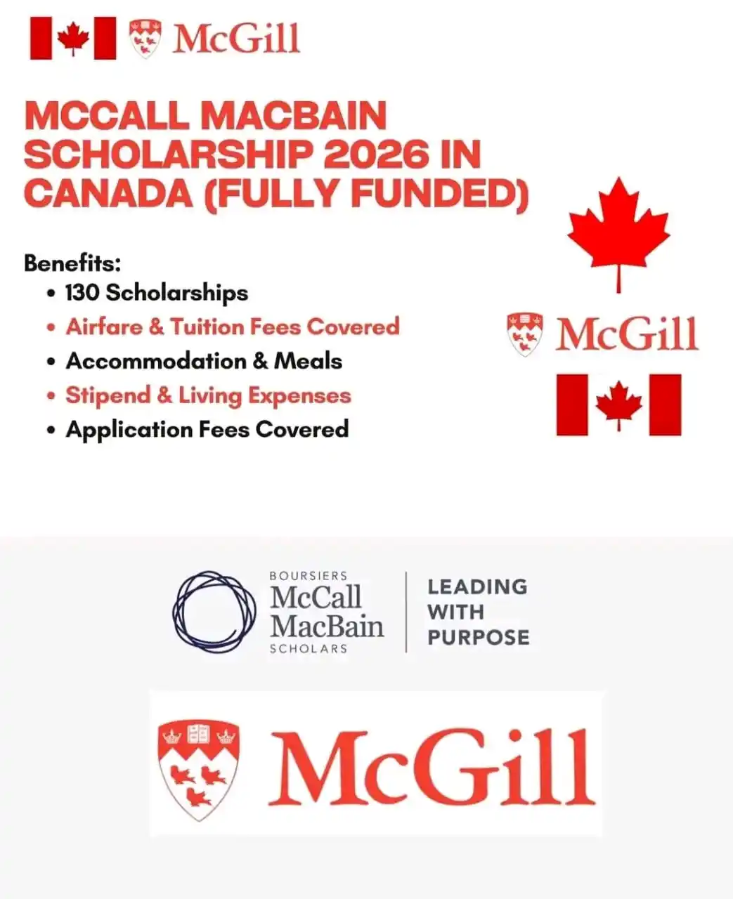 Image from World Scholarship Opportunities: McCall McBain Scholarships 2025 in Canada🇨🇦 | Study in Australia For...