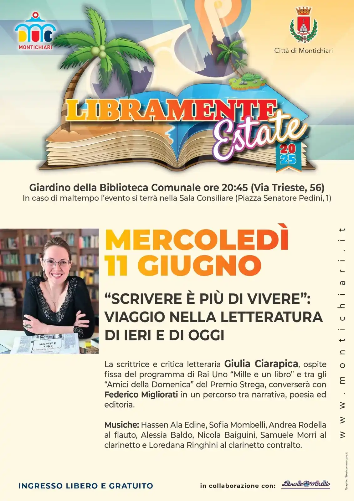 Image from Montichiari Informa: Mercoledì 11 giugno alle 20,45 nel giardino della biblioteca comunale ...