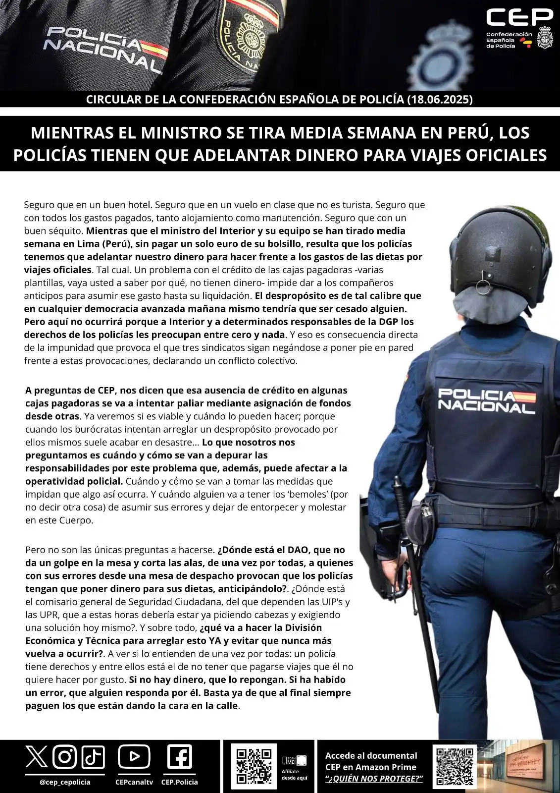 Image from InfoCEP: 👮🏻‍♂️👮🏻 Mientras el ministro <a class="text-blue-500 hover:underli...