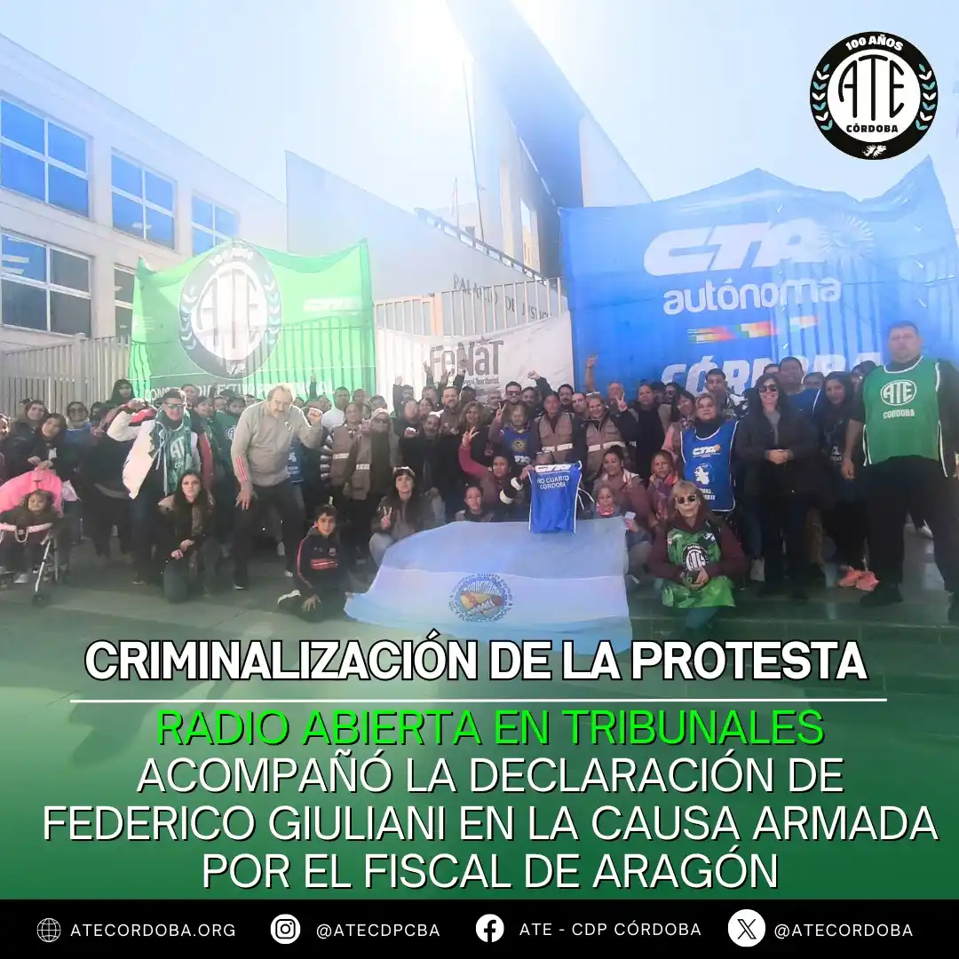 Image from ATE CÓRDOBA OFICIAL: 📢 ¡No nos callamos! Hoy realizamos una radio abierta en Tribunales II...