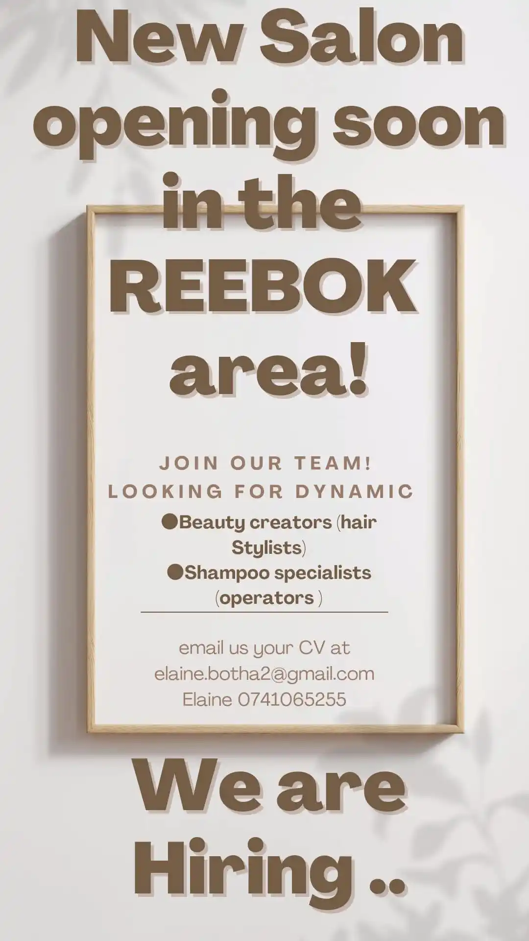 Image from Advertise Jobs/Werk: Nog opsoek na 1 Stylist om deel te wees van ons span.....