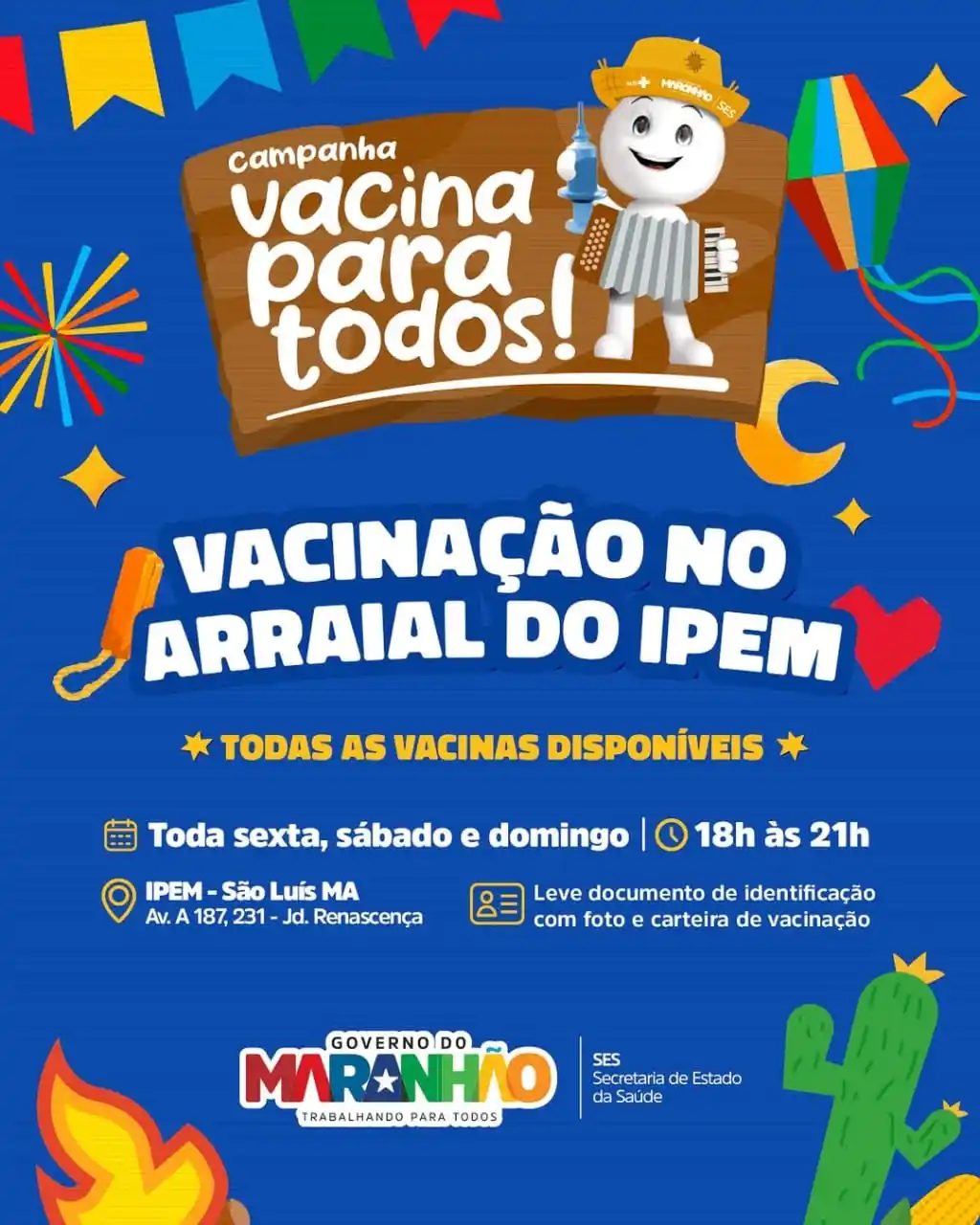 Image from Governo do Maranhão: 🎉 OLHA A VACINAAA! É VERDADEEE! 💉 Além de muito forró, matraca e de...