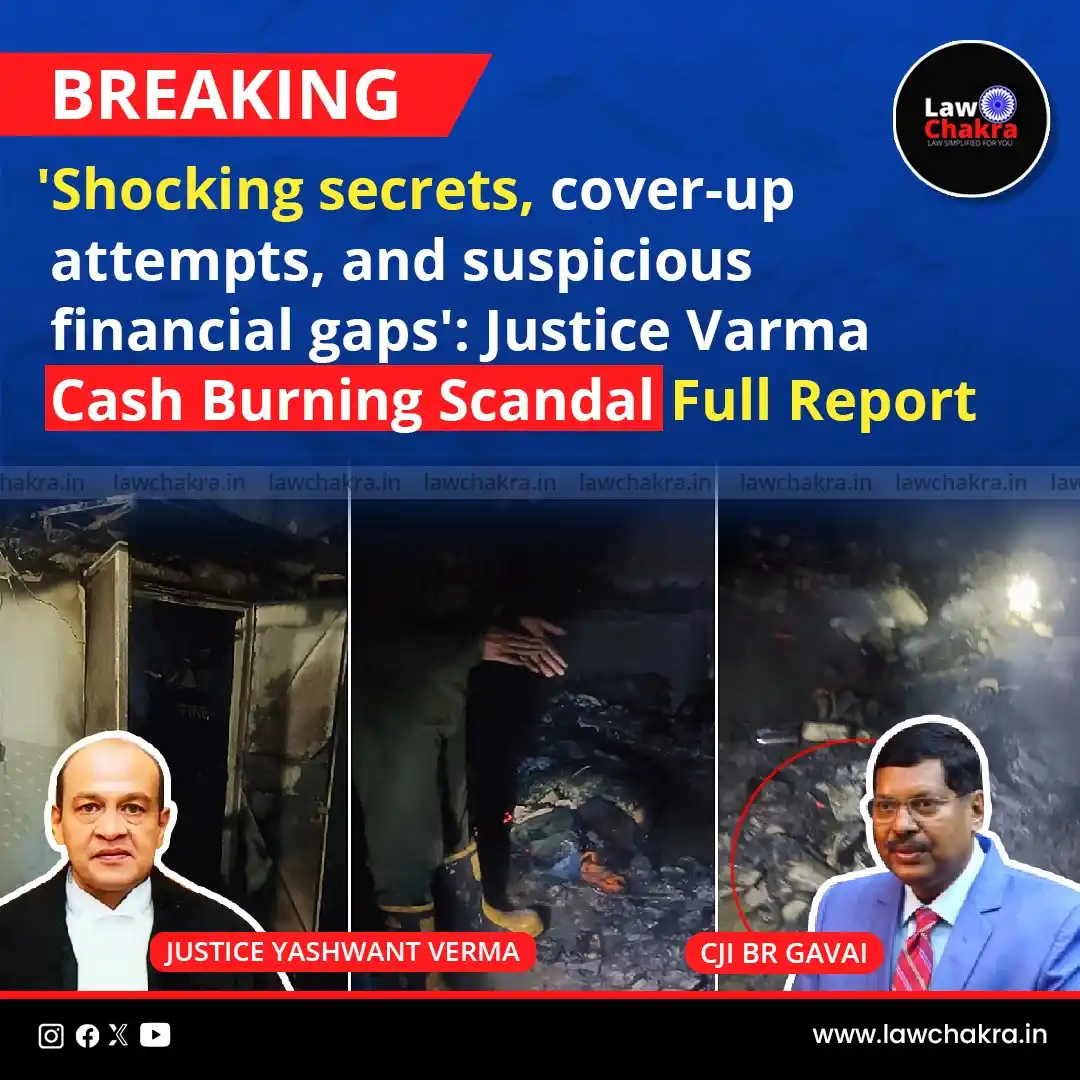 Image from LawChakra: Over Rs 3 crore in burnt currency was found inside Justice Yashwant Va...