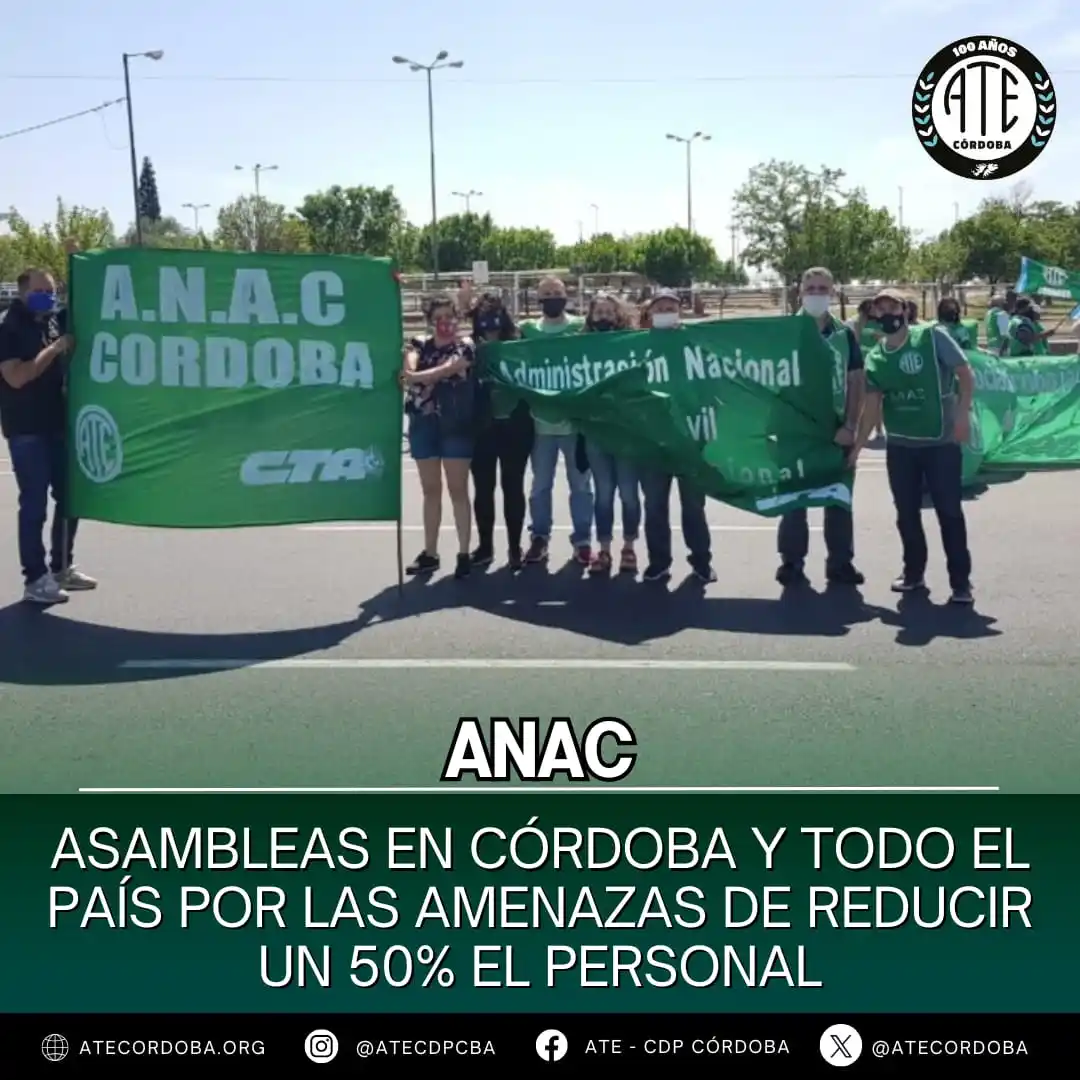 Image from ATE CÓRDOBA OFICIAL: ✈️ ¡PELIGRA LA SEGURIDAD AÉREA! 💥 Ante el plan de Milei de despedir ...