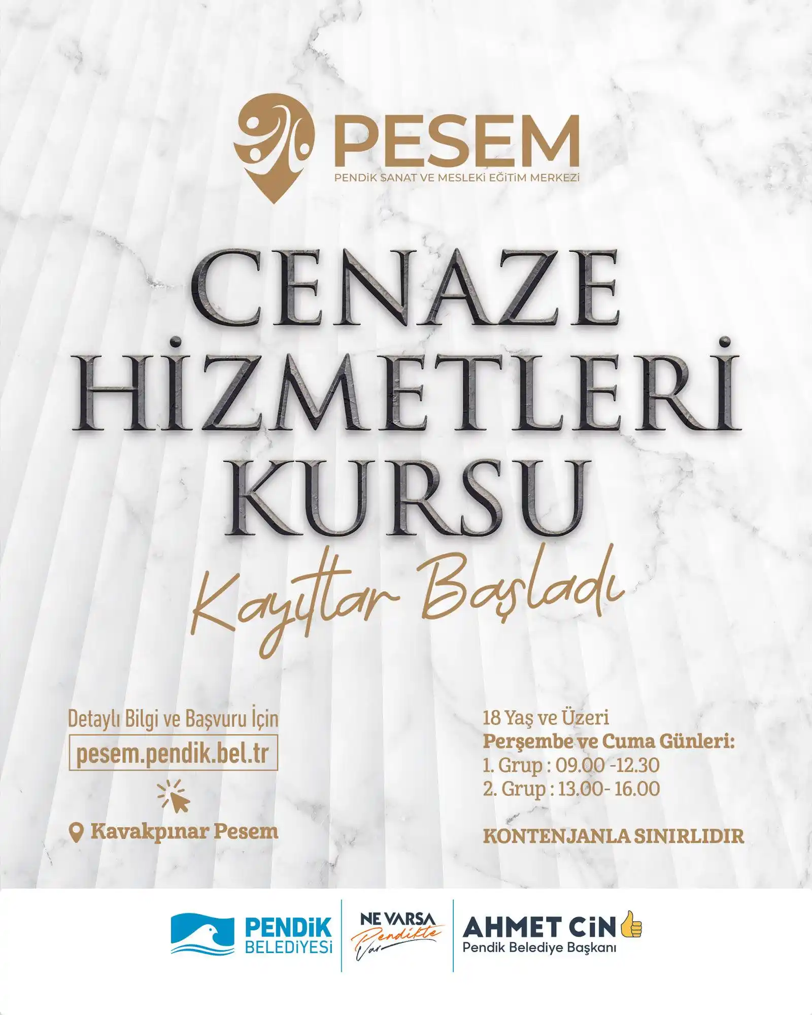 Image from Pendik Belediyesi: 📣 PESEM Cenaze hizmetleri kursu kayıtları başladı. 🗓️ Perşembe ve C...