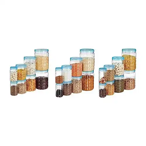 Image from CouponClip {Deals & Offers}: Solimo Checkered Jar Container Set of 24, 2000ML, 1000ML, 500ML, 250ML...