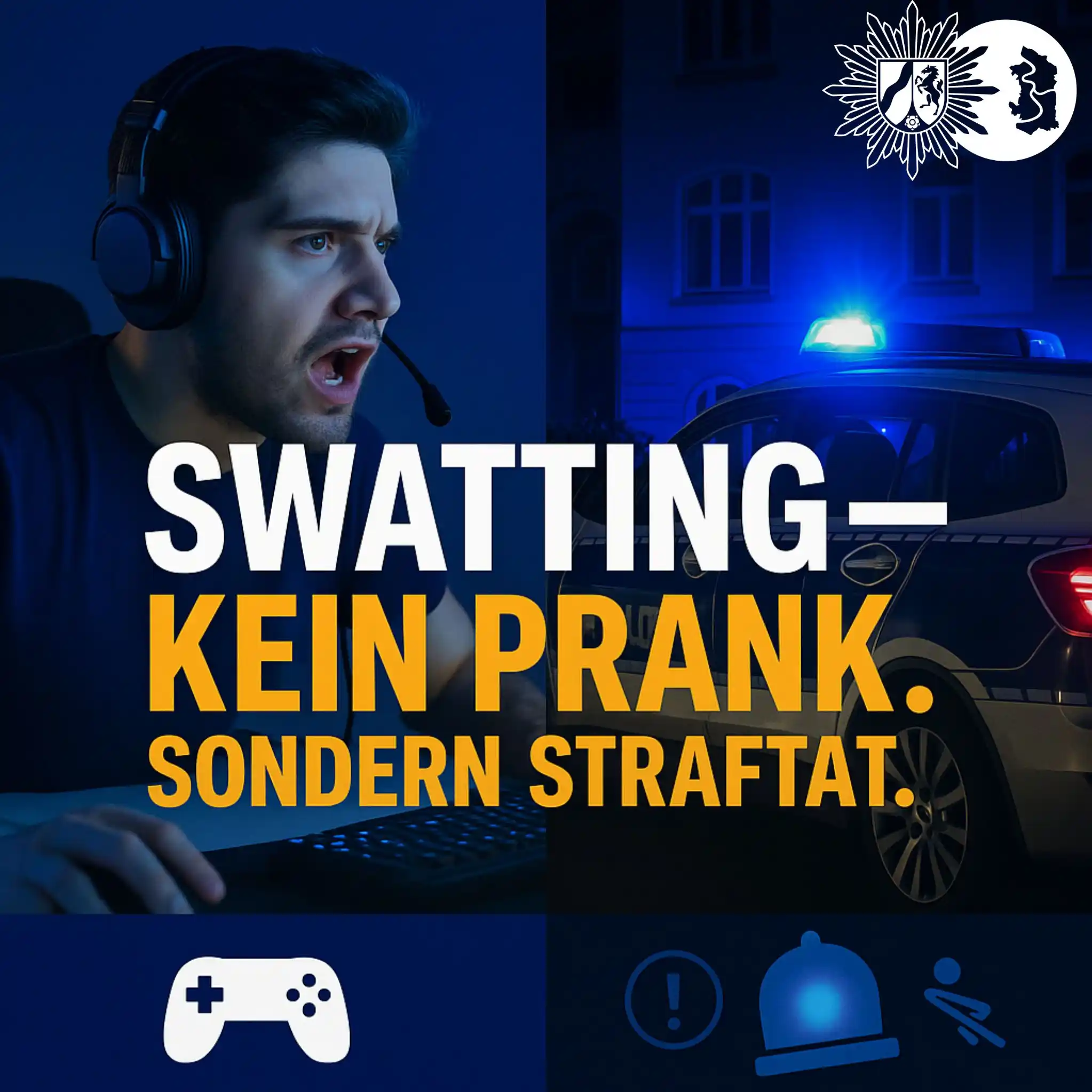 Image from Polizei NRW Duisburg : 🚨🎮 “Swatting” – Kein Level, das man freischalten sollte. 🎮🚨 Ein A...