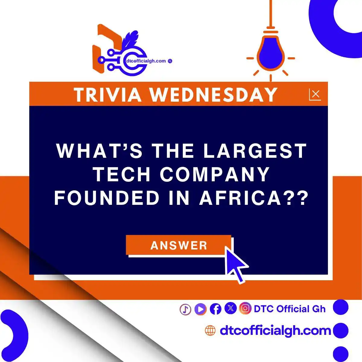 Image from DTC Official Gh: *TRIVIA WEDNESDAY 💡🔎*  *The first to answer correctly in the comment...