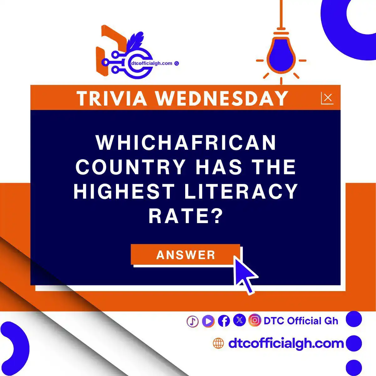 Image from DTC Official Gh: *TRIVIA WEDNESDAY 💡🔎*  *The first to answer correctly in the comment...