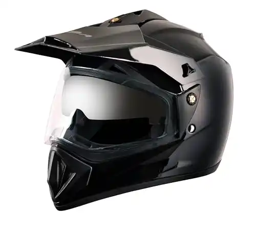 Image from CouponClip {Deals & Offers}: Vega Off Road ISI Certified Gloss Finish Full Face Dual Visor with Pea...