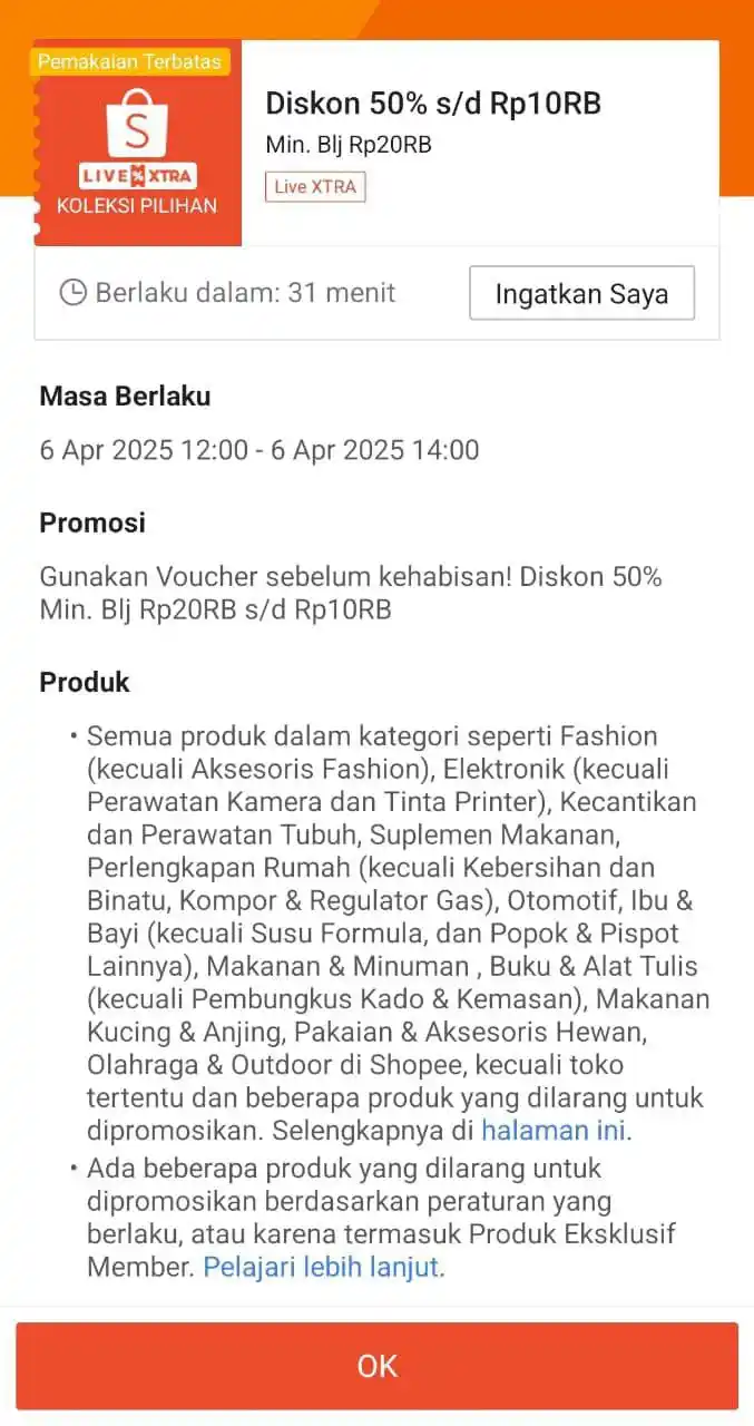 Image from INFO DISKONAN: Voucher Shopee Live Xtra ⏰ 12:00 | 20:00 WIB 📌Diskon 50% s.d 10RB •...