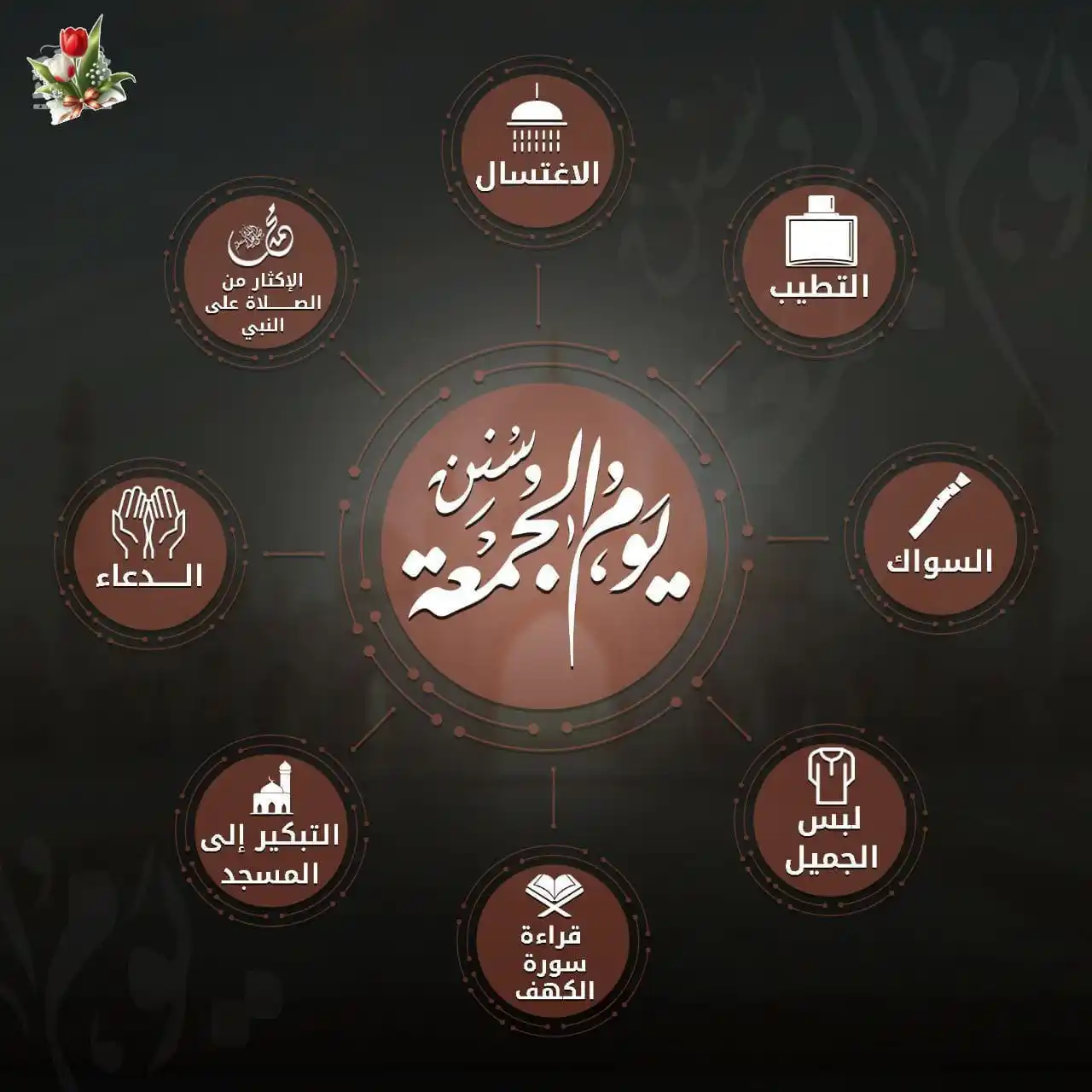 Image from حور الدنيا🌹👑: 📥🌿 عيدنا الإسبوعي .. لا تنس نصيبك من سنن اليوم 💫 رتل آيات سورة ال...