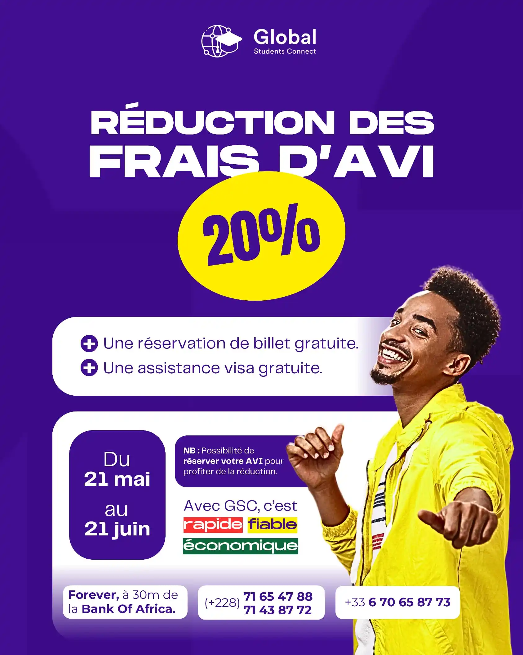 Image from Etudiants Togolais: Bénéficiez de 20 % de réduction sur les frais d’AVI, chez Global Stude...