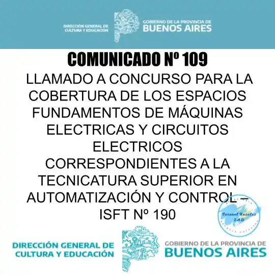 Image from SAD CORONEL ROSALES: COMUNICADO Nº 109- LLAMADO A CONCURSO PARA LA COBERTURA DE LOS ESPACIO...