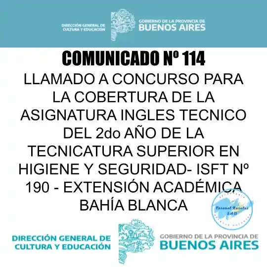 Image from SAD CORONEL ROSALES: COMUNICADO Nº 114-LLAMADO A CONCURSO PARA LA COBERTURA DE LA ASIGNATUR...