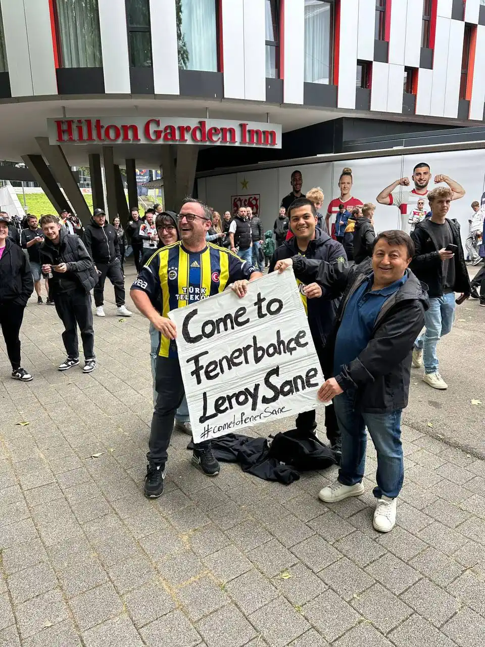 Image from MR LOVER ♥️💛💖: Fenerbahçe fans in Stuttgart with a banner asking Leroy Sané to join t...