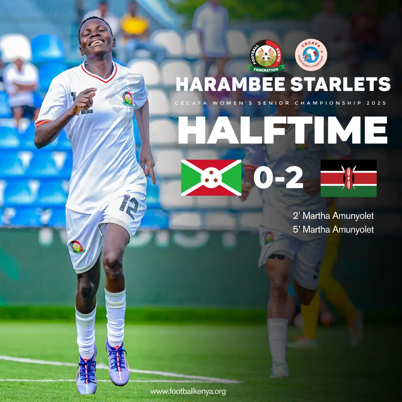 Image from Football Kenya Federation: HT 🇧🇮 0-2 🇰🇪 <a class="text-blue-500 hover:underline cursor-poin...