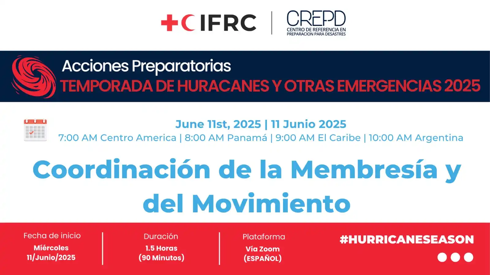 Image from IFRC Surge Capacity Américas: 🚨⏰ INICIAMOS NUESTRA SESIÓN EN 5 MINUTOS 🚨⏰ 📣🌪️ *Próxima Sesión �...