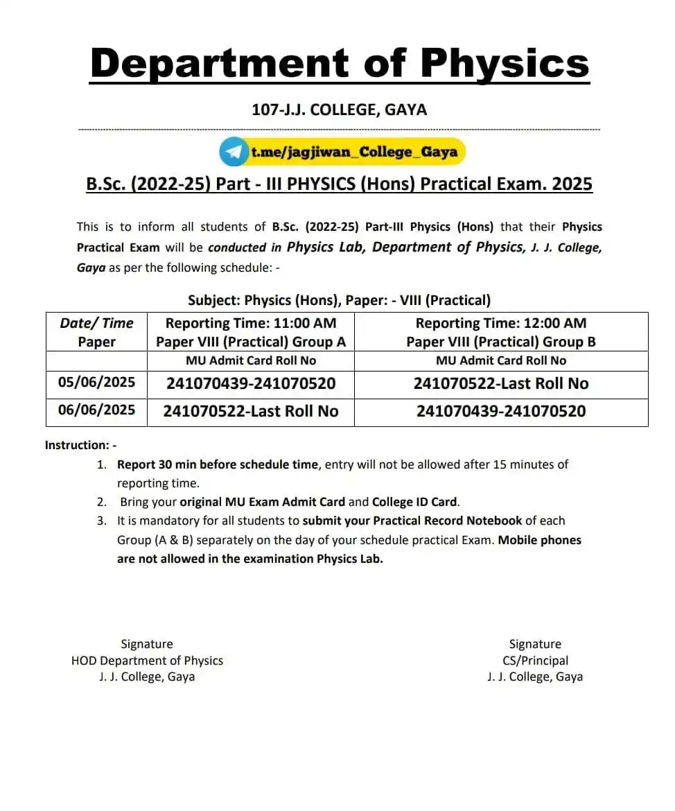 Jagjiwan College Gaya, Unofficial post