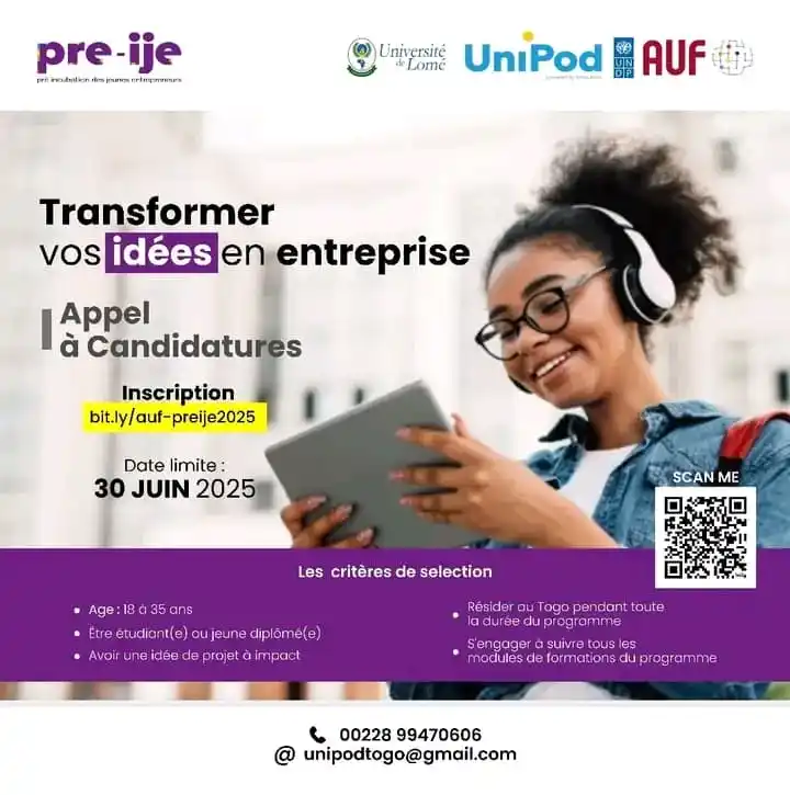 Image from Etudiants Togolais: *🛑🛑OPPORTUNITÉ 🛑 🛑*   Programme de Pré-Incubation des Étudiants et...