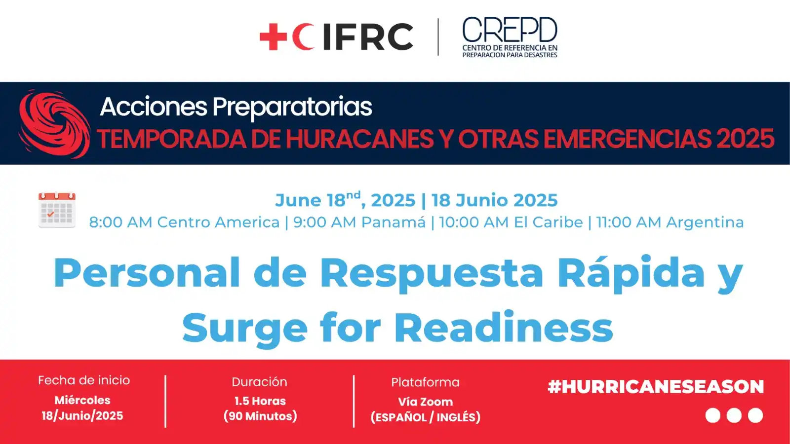 Image from IFRC Surge Capacity Américas: 📣🌪️ *Próxima Sesión 🧑💻👩🏻🏫📚 Acciones Preparatorias para la Te...