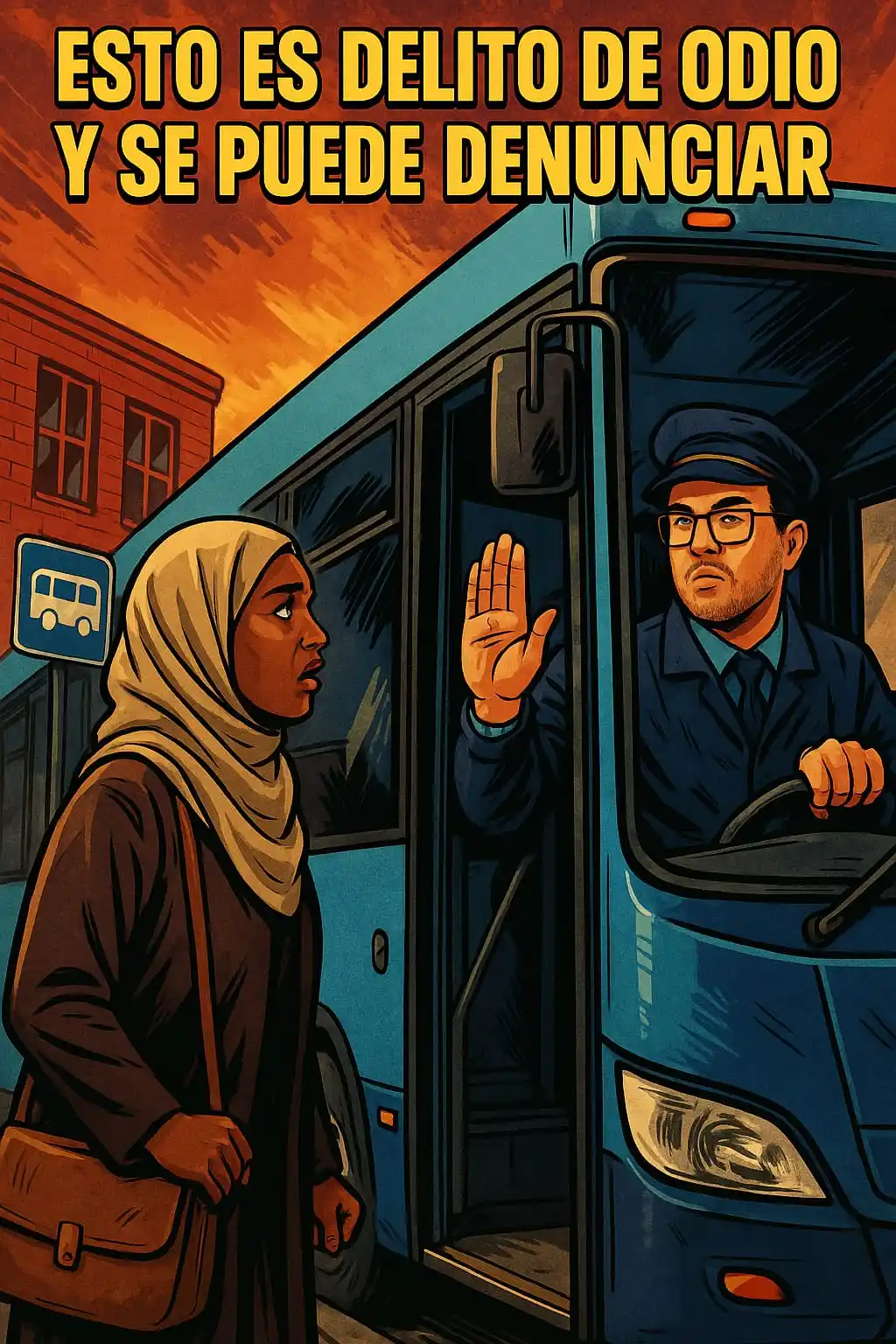 Image from Afroféminas: 🚫 Que un conductor le niegue el acceso al autobús a una mujer musulma...