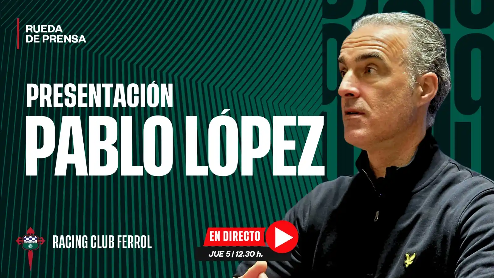 Image from Racing Club Ferrol: 🎙 ROLDA DE PRENSA | Presentación oficial de Pablo López e o novo corp...