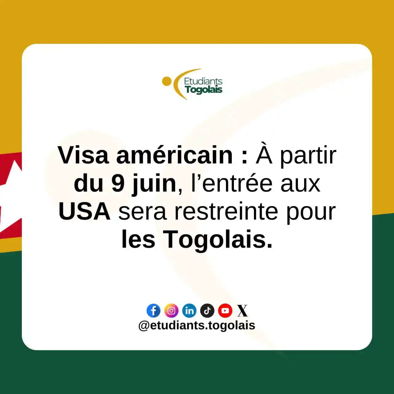 Image from Etudiants Togolais: 🇹🇬 Le visa, c’est fini pour certains pays (et le Togo est dans le vi...