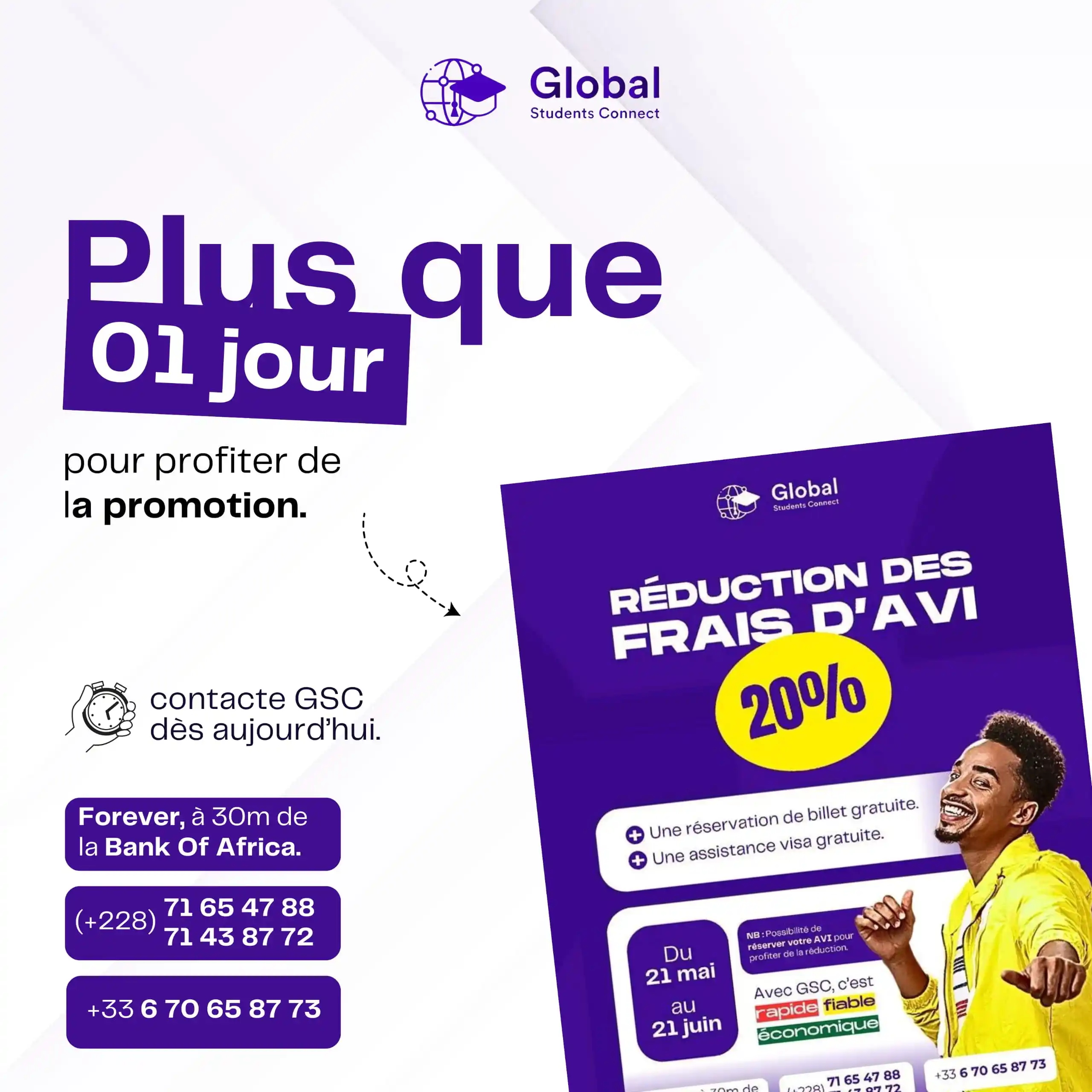 Image from Etudiants Togolais: Vite ! Plus que 1 jour pour profiter de la réduction de 20% sur les fr...