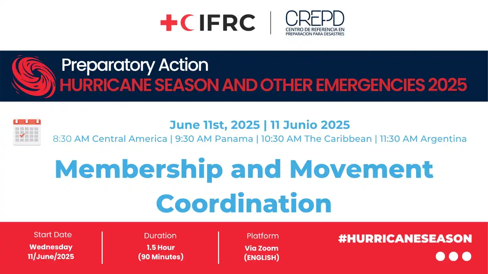 Image from IFRC Surge Capacity Américas: 🚨⏰ *WE WILL START OUR SESSION IN 5 MINUTES* 🚨⏰ 🧑💻👩🏻🏫📣🌪️ *N...
