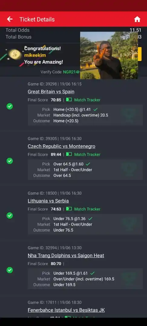 Image from Mikeekim Tips✋🏻😏🤚🏻: 11.51 odd Won ✅✅✅✅✅✅✅✅ Didn't post this here but for my vip gamers S...