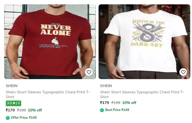 Image from DealGhar: AJIO : Shein Premium Clothing Starts @ ₹179.  Men's : https://ajiio.in...