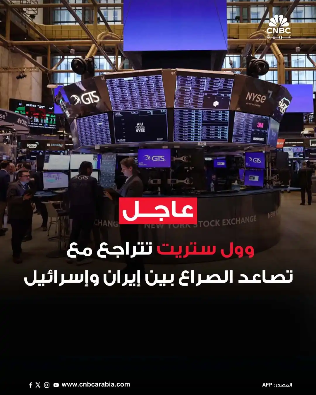 Image from قناة CNBC عربية: 🔻انخفض مؤشر داو جونز الصناعي بمقدار 300 نقطة يوم الثلاثاء، وسط تصاعد ...